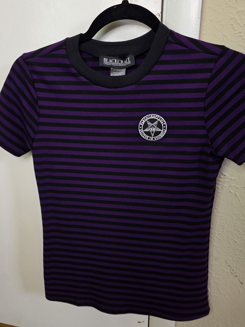 Blackcraft Cult Purple & Black Striped Tee XS